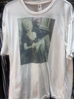 Marilyn Monroe & Tupac, White Graphic Tee Vintage Print, grunge, Y2K
